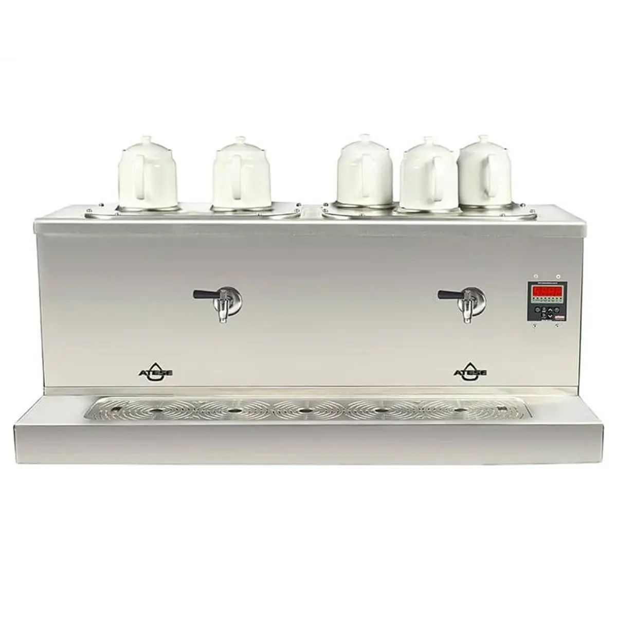 Ateşe Cappadocia Dijital Gaz+Elektrikli 5 Demlikli Çay Makinesi, INOX CDGE5