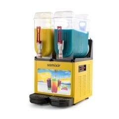 Samixir Twin Allure Ice Slush, Milkshake ve Soğuk Meyve Suyu Dispenseri, 12+12 L, Sarı, 39x53x77 cm, SLUSH24.YA
