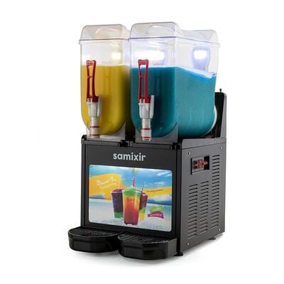 Samixir Twin Allure Ice Slush, Milkshake ve Soğuk Meyve Suyu Dispenseri, 12+12 L, Siyah, 39x53x77 cm, SLUSH24.BA