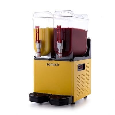 Samixir Twin Ice Slush, Milkshake ve Soğuk Meyve Suyu Dispenseri, 12+12 L, Sarı, 39x53x77 cm,  SLUSH24.Y