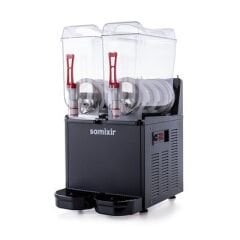 Samixir Twin Ice Slush, Milkshake ve Soğuk Meyve Suyu Dispenseri, 12+12 L, Siyah, 39x53x77 cm,  SLUSH24.B