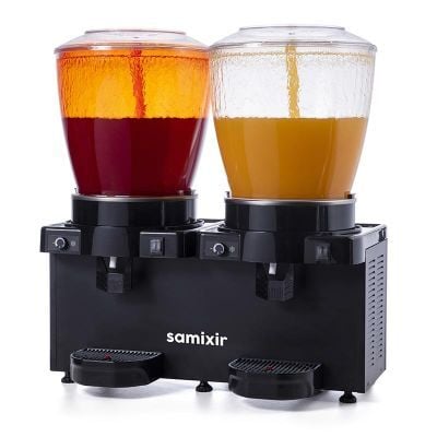 Samixir Panoramik Twin Analog Soğuk İçecek Dispenseri, 22+22 L, Siyah, Fıskiyeli, 69x40x75 cm, SS44.AB