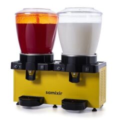 Samixir Panoramik Twin Analog Soğuk İçecek Dispenseri, 22+22 L, Sarı, Fıskiyeli ve Karıştırıcılı, 69x40x75 cm, SM44.AY