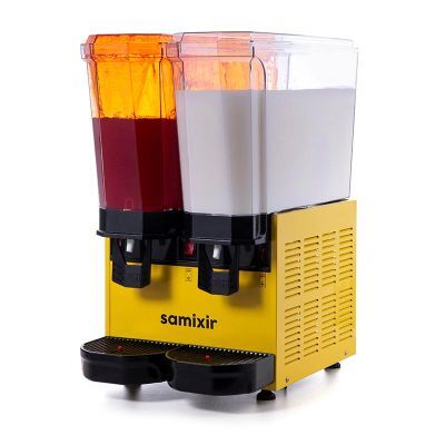Samixir Klasik Twin Soğuk İçecek Dispenseri, 20+20 L, Sarı, Fıskiyeli ve Karıştırıcılı, 36x52x66 cm, 40.SMY